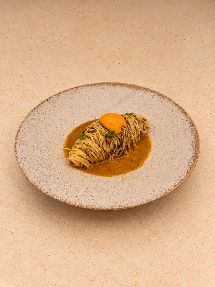 ウニ、えごま油のパスタ